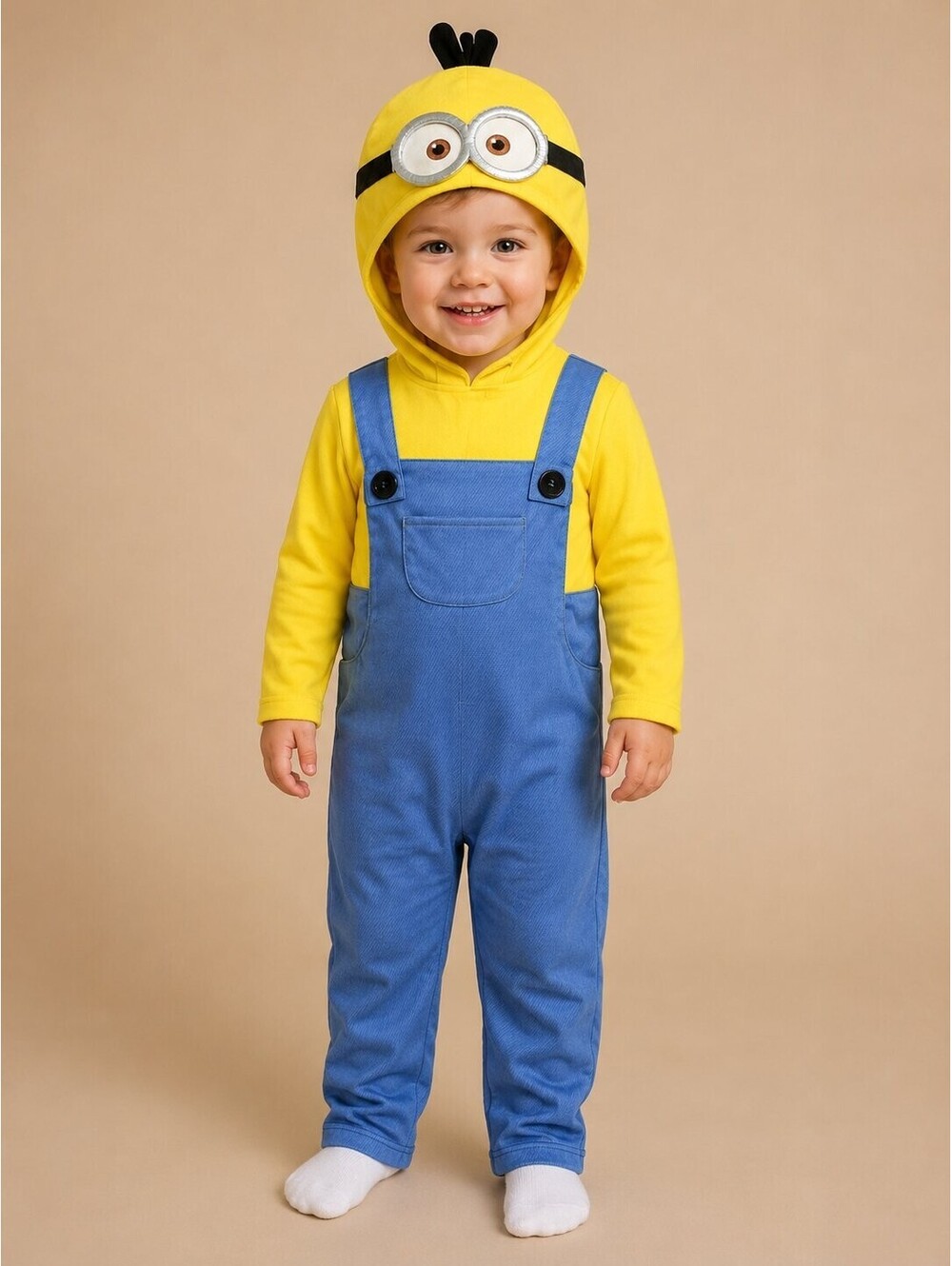 Minion romper with hood kids Halloween cosplay one piece costume 12-24mo